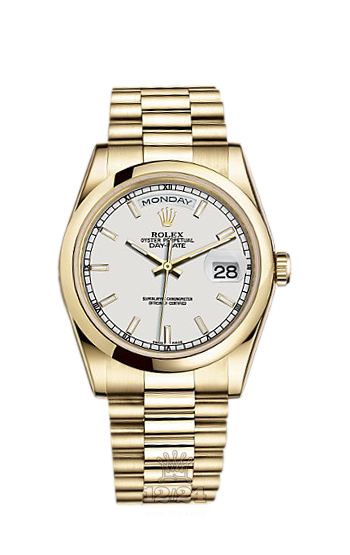 Rolex Day-Date Watch 118208-0068 36 mm Yellow gold Case White Dial