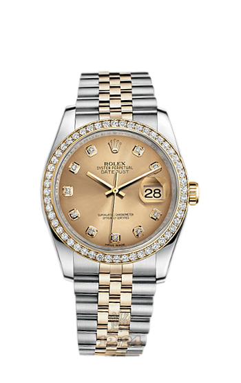 Rolex Datejust Watch 116243-0005 36 mm Steel / Yellow gold Case Golden Dial