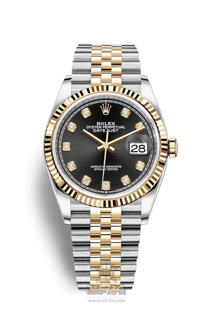Rolex Datejust Watch 126233-0021 36 mm Steel / Yellow gold Case Black Dial