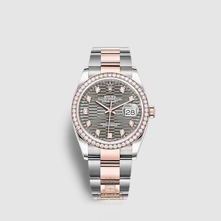 Rolex Datejust Watch 126281rbr-0030 36 mm Stainless steel Pink gold Case Gray Dial
