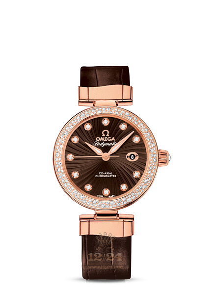 Omega Ladymatic Watch 425.68.34.20.63.001 34 mm Pink gold Ceramics Case Brown (chocolate) Dial