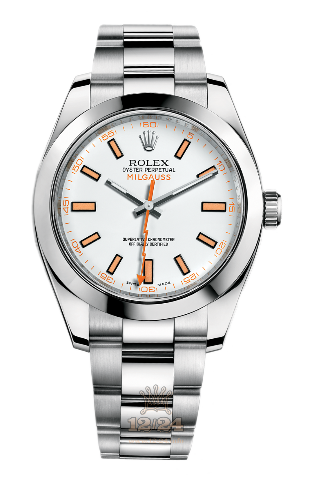 Rolex Milgauss Watch 116400-0002 40 mm Stainless steel Case White Dial