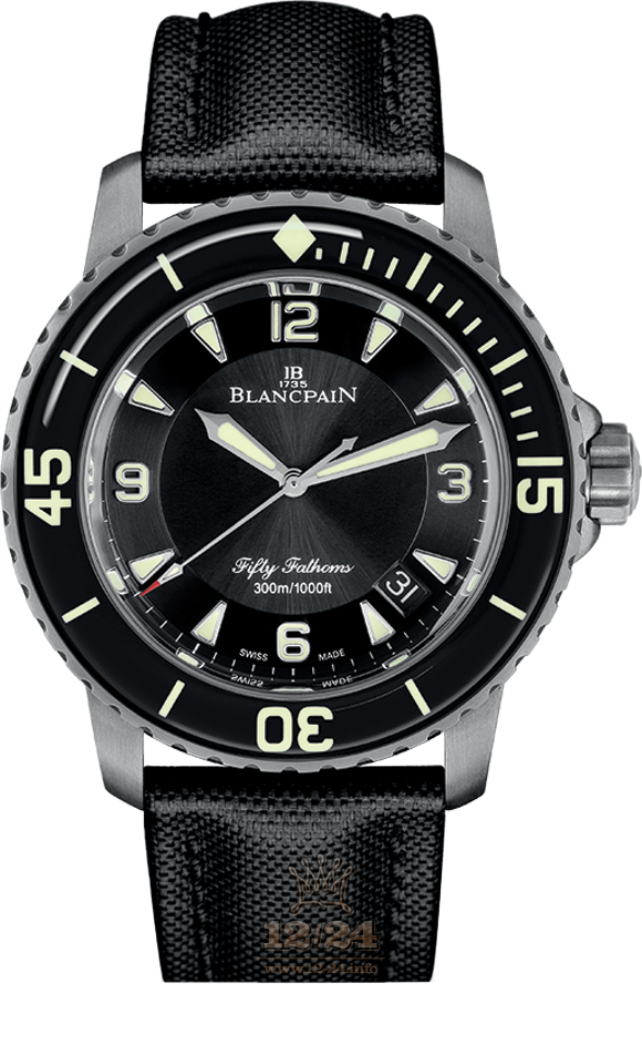 Blancpain Fifty Fathoms Watch 5015-12B30-B52 45 mm Titanium Case Black Dial
