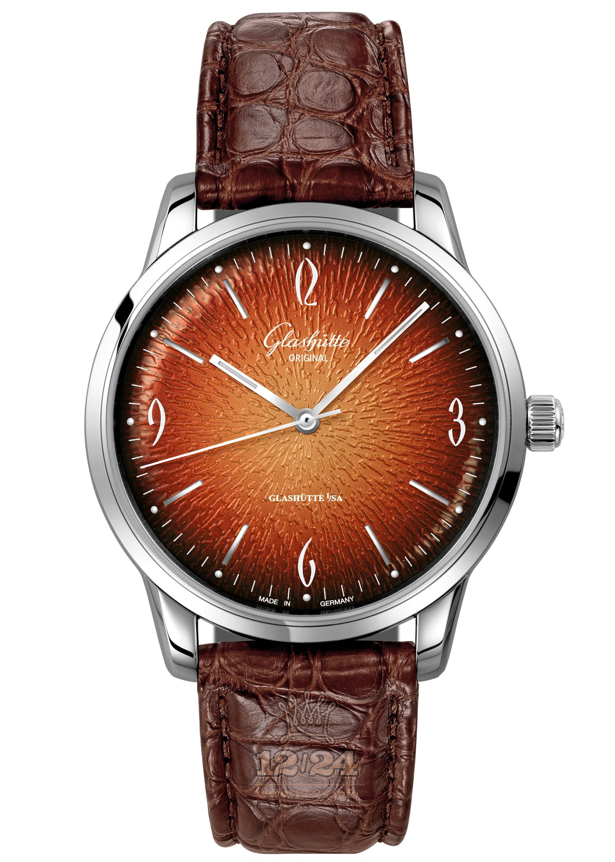 Glashutte Vintage Watch 1-39-52-13-02-04 39 mm Stainless steel Case Orange Dial