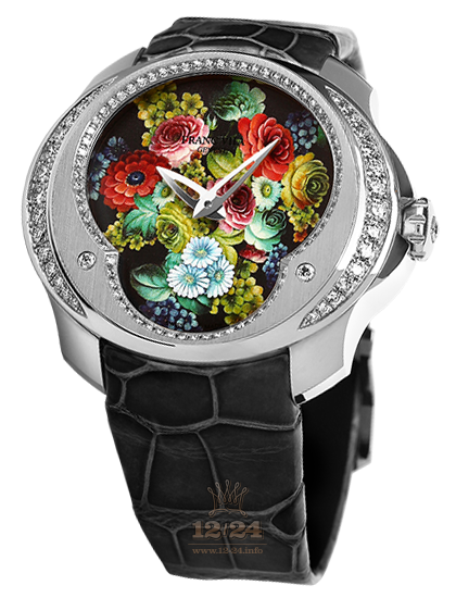 Franc Vila Regards to Ladies Watch FLOWERS-V01 45 mm Stainless steel Case Black Painted Dial