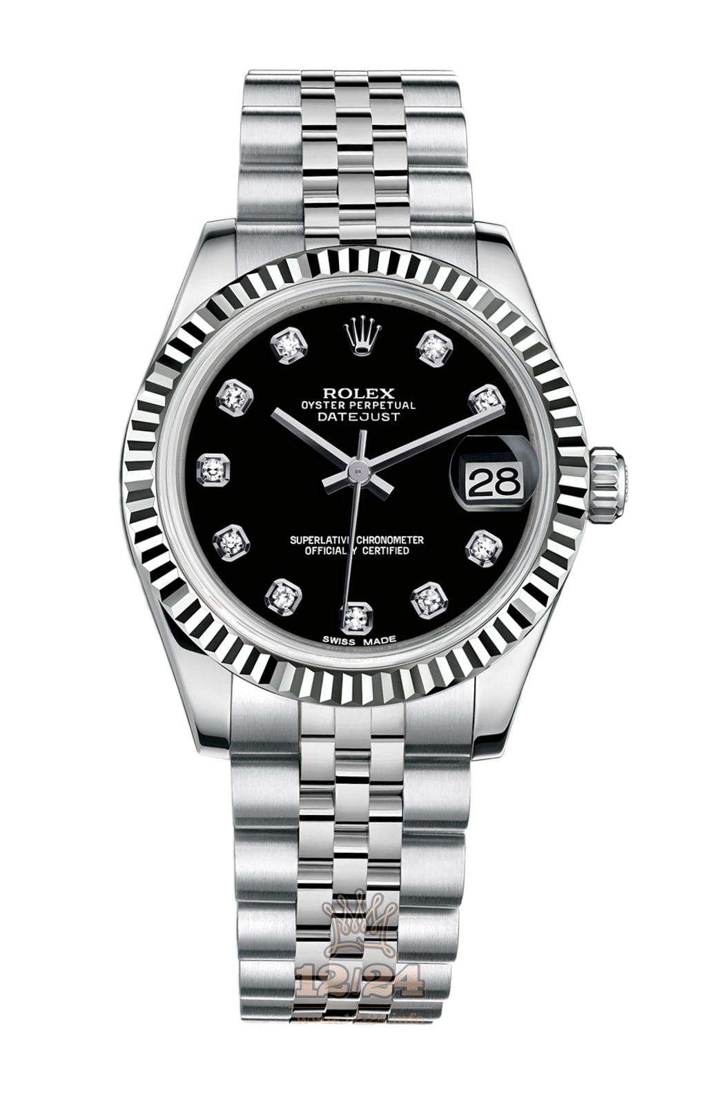 Rolex Lady-Datejust Watch 178274-0014 31 mm Steel / White gold Case Black Dial