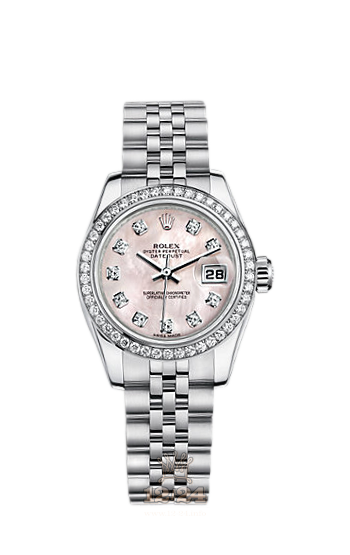 Rolex Lady-Datejust Watch 179384-0019 26 mm Steel / White gold Case Pink Dial