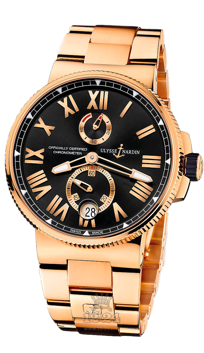Ulysse Nardin Marine Watch 1186-122-8M/42 45 mm Pink gold Case Black Dial