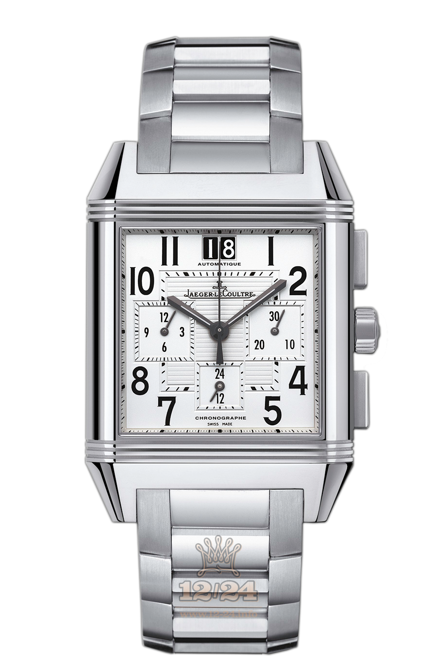 Jaeger-LeCoultre Reverso Squadra Watch 7018120 51 mm Stainless steel Case White Silver Dial