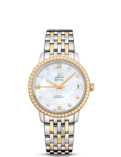 Omega Prestige Watch 424.25.33.20.55.001 33 mm Steel / Yellow gold Case White Dial