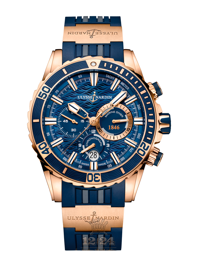 Ulysse Nardin Diver Watch 1502-151-3/93 44 mm Pink gold Case Dark blue Dial