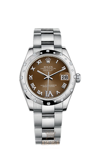 Rolex Lady-Datejust Watch 178344-0017 31 mm Steel / White gold Case Brown (chocolate) Dial