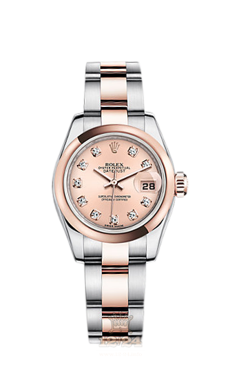 Rolex Lady-Datejust Watch 179161-0052 26 mm Steel / Pink gold Case Pink Dial