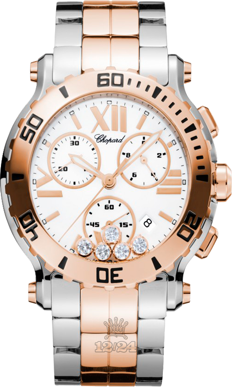 Chopard Happy Diamonds Watch 288499-6002 42 mm Steel / Pink gold Case White Dial
