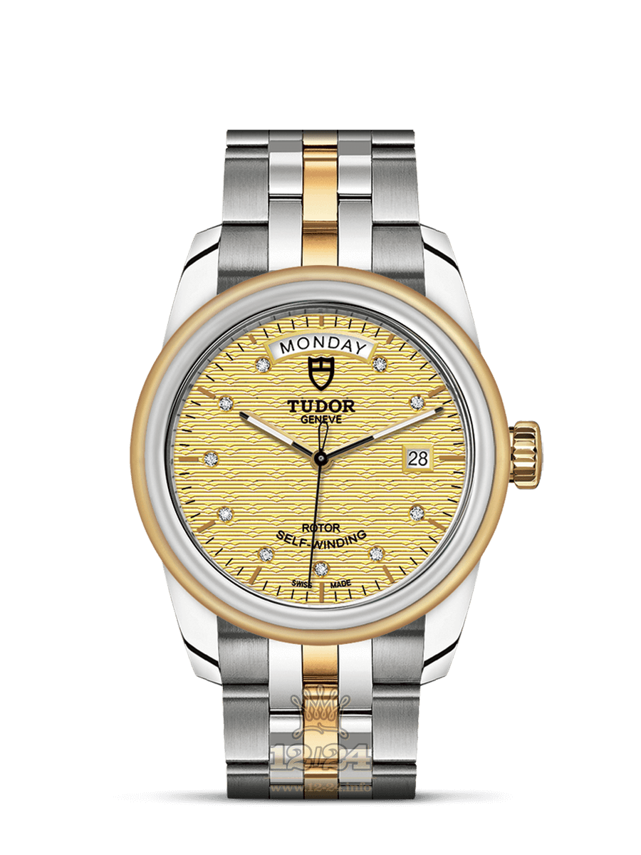 Tudor Glamour Watch M56003-0004 39 mm Stainless steel Yellow gold Case Golden Dial