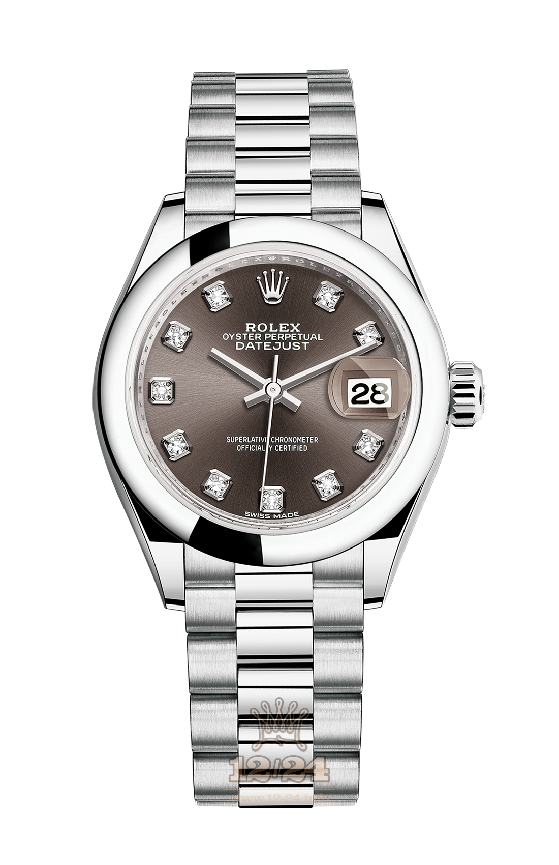 Rolex Datejust Watch 279166-0011 28 mm Platinum Case Brown (chocolate) Dial