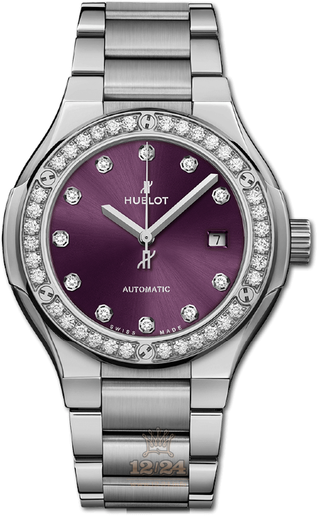 Hublot Classic Fusion Watch 585.NX.897V.NX.1204 33 mm Titanium Case Purple Dial