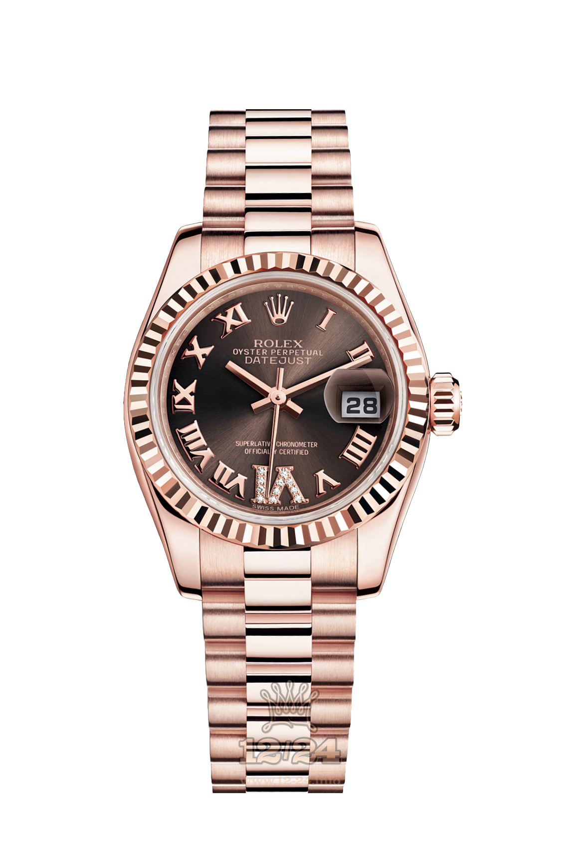 Rolex Lady-Datejust Watch 179175F-0034 26 mm Pink gold Case Brown (chocolate) Dial