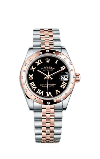 Rolex Lady-Datejust Watch 178341-0032 31 mm Steel / Pink gold Case Black Dial