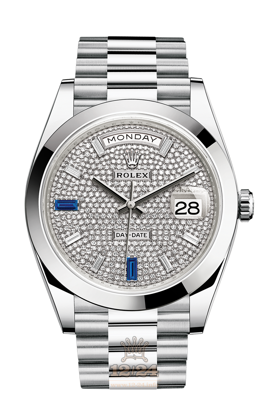Rolex Day-Date Watch 228206-0029 40 mm Platinum Case Silver Dial