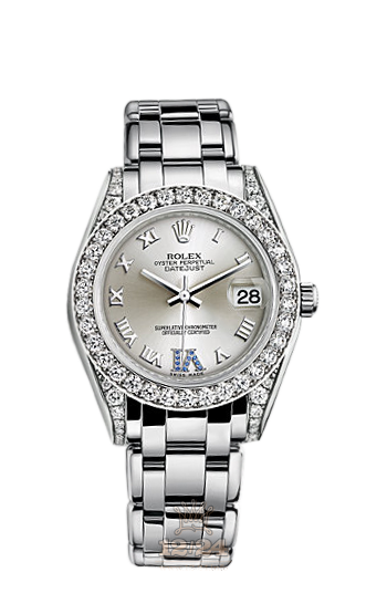 Rolex Pearlmaster Watch 81159-0037 34 mm White gold Case Silver Dial
