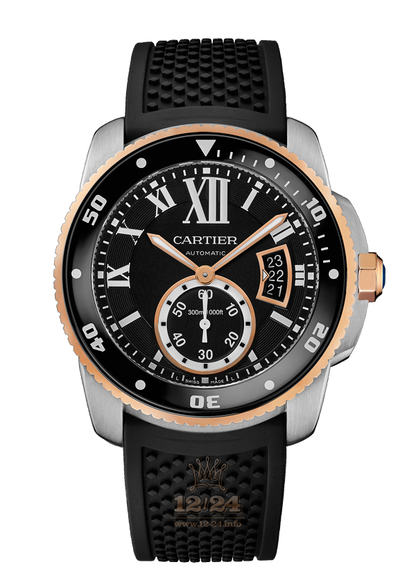 Cartier Calibre de Cartier Watch W7100055 42 mm Stainless steel Pink gold Case Black Dial