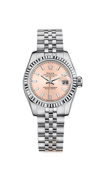 Rolex Lady-Datejust Watch 179174-0021 26 mm Steel / White gold Case Pink Dial