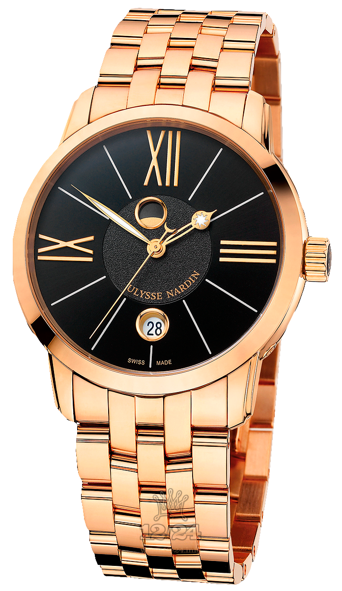 Ulysse Nardin Classic Watch 8296-122-8/42 40 mm Pink gold Case Black Dial