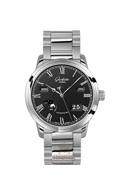 Glashutte Senator Watch 100-02-25-12-14 42 mm Stainless steel Case Black Dial