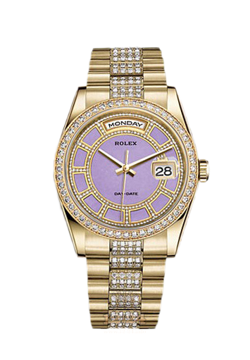 Rolex Day-Date Watch 118348-0195 36 mm Yellow gold Case Purple Dial