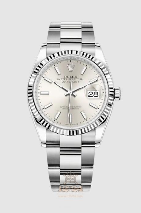 Rolex Datejust Watch 126234-0014 36 mm Stainless steel White gold Case Silver Dial
