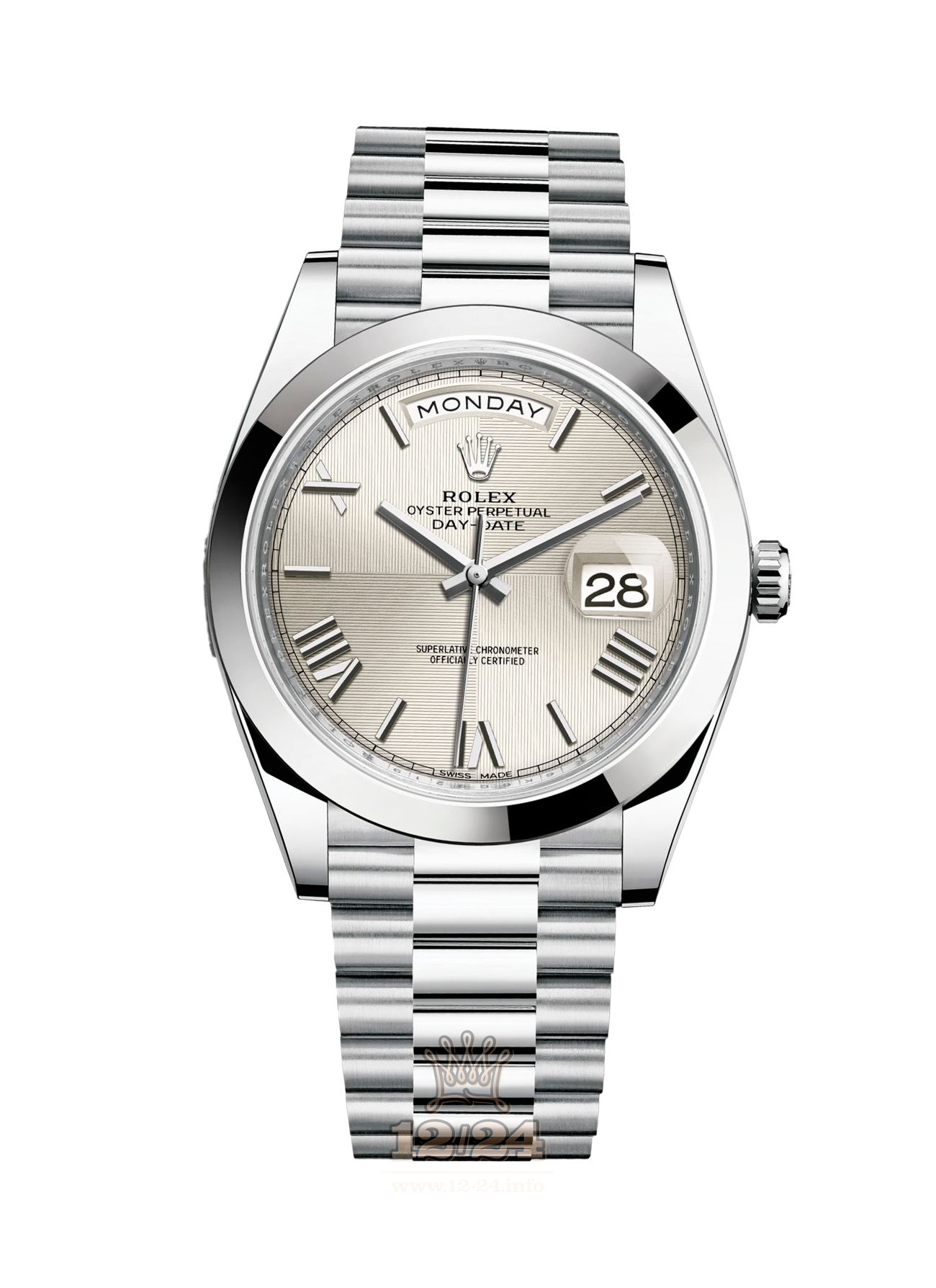 Rolex Day-Date Watch 228206-0014 40 mm Platinum Case Silver Dial