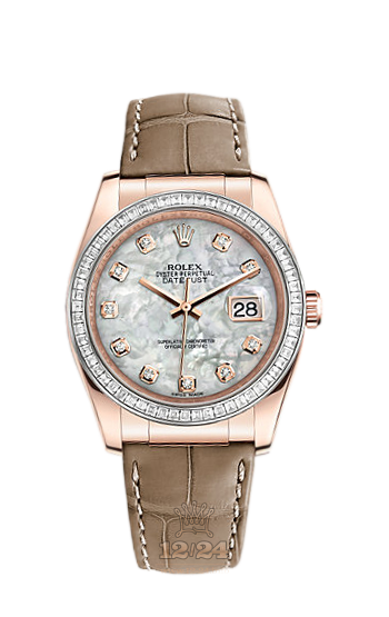 Rolex Datejust Watch 116185bbr-0009 36 mm Pink gold Case White Dial