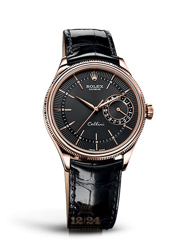 Rolex Cellini Date Watch 50515-0007 39 mm Pink gold Case Black Dial