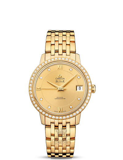 Omega Prestige Watch 424.55.33.20.58.001 33 mm Yellow gold Case Golden Dial