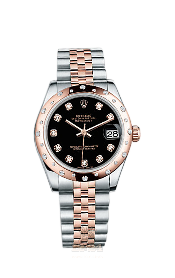 Rolex Lady-Datejust Watch 178341-0030 31 mm Steel / Pink gold Case Black Dial