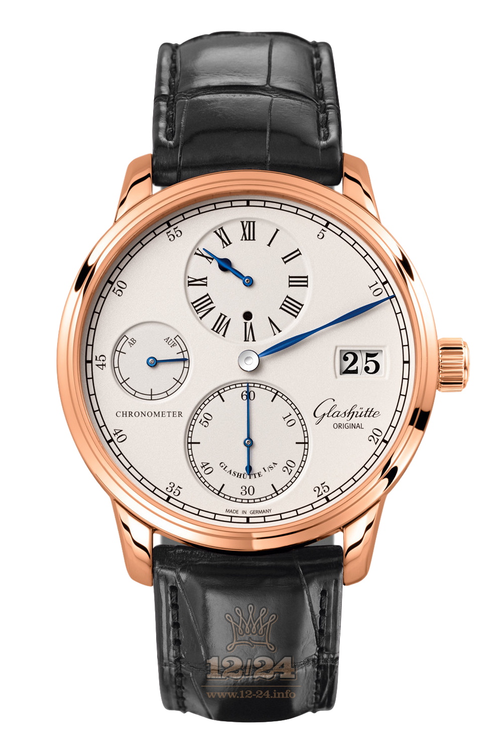 Glashutte Senator Watch 1-58-04-04-05-04 42 mm Pink gold Case White Dial
