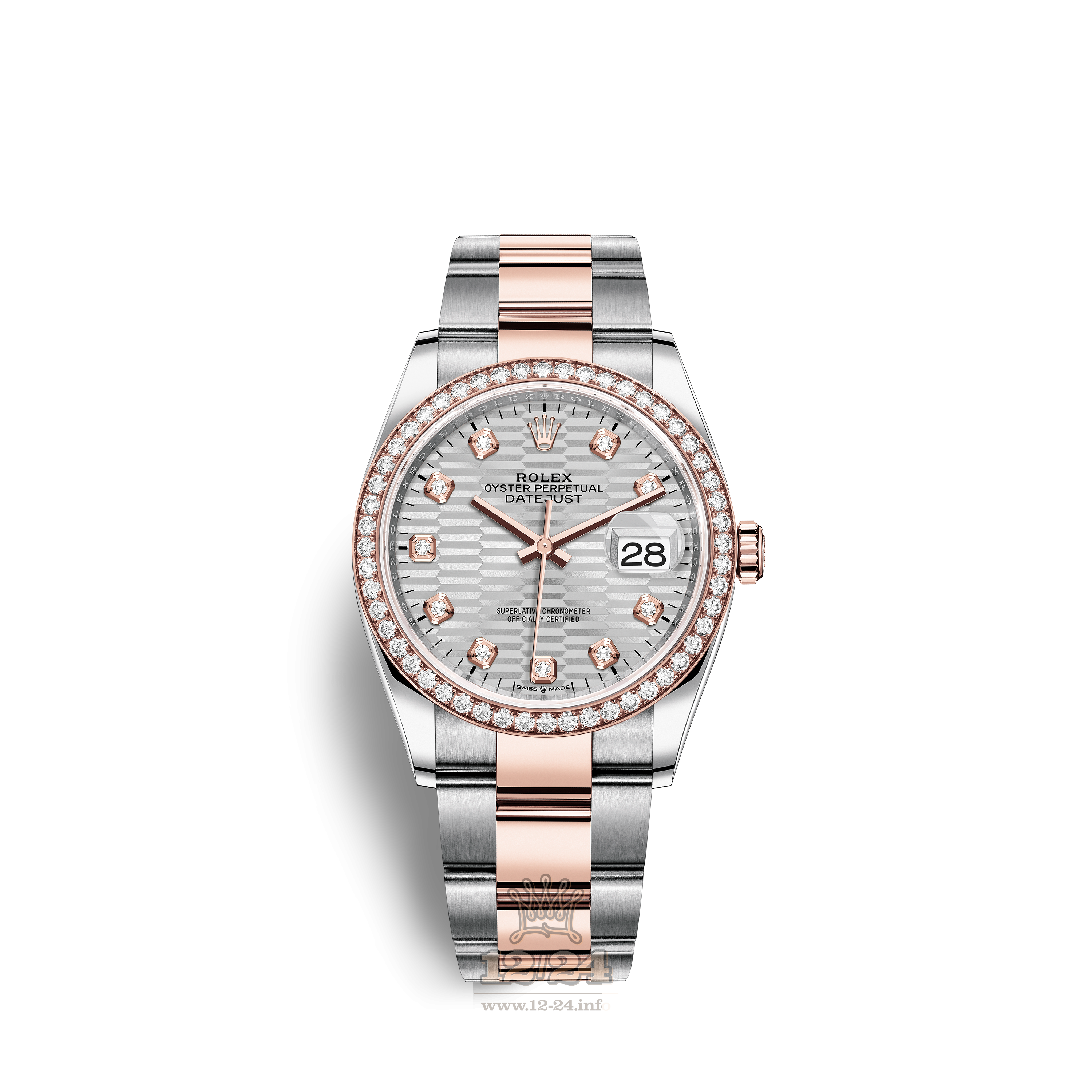 Rolex Datejust Watch 126281rbr-0028 36 mm Stainless steel Pink gold Case Gray Silver Dial