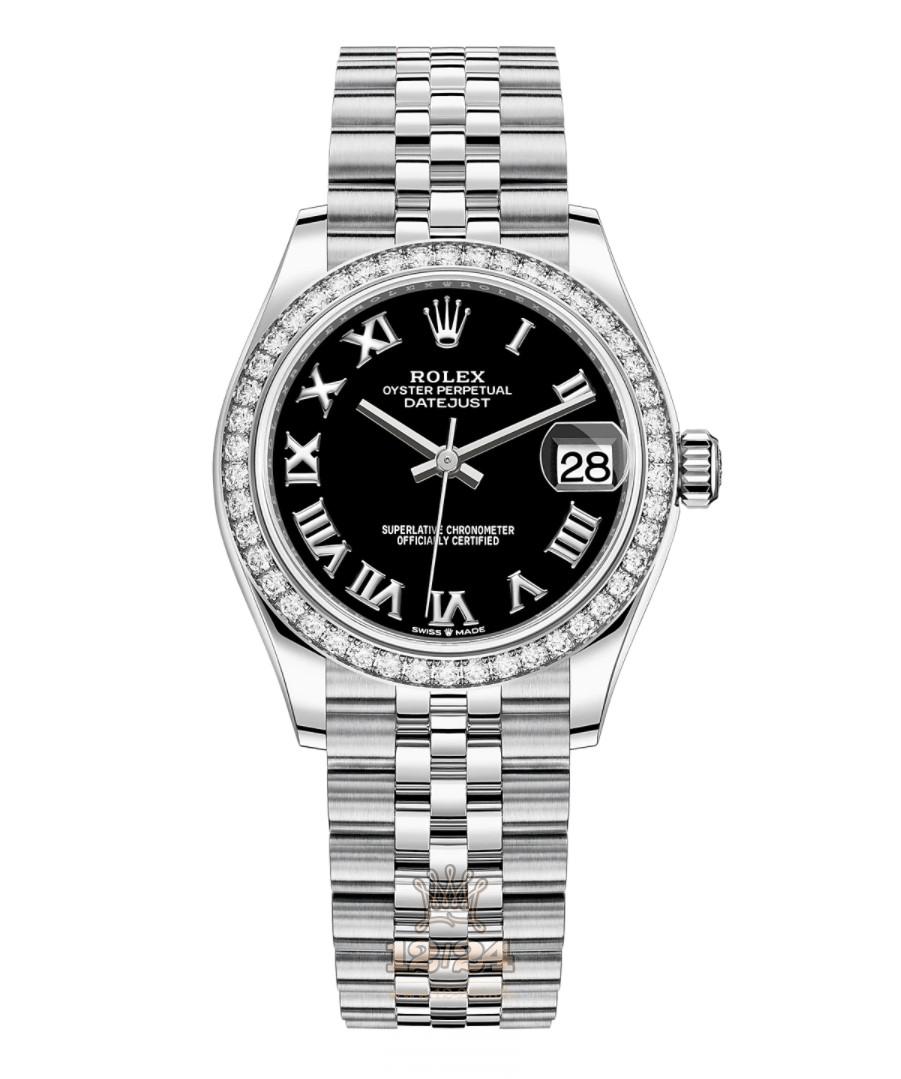 Rolex Datejust Watch 278384rbr-0002 31 mm Stainless steel White gold Case Black Dial