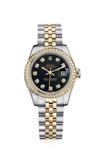 Rolex Lady-Datejust Watch 179383-0031 26 mm Steel / Yellow gold Case Black Dial