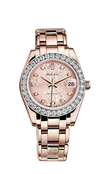 Rolex Pearlmaster Watch 81285-0015 34 mm Pink gold Case Pink Dial