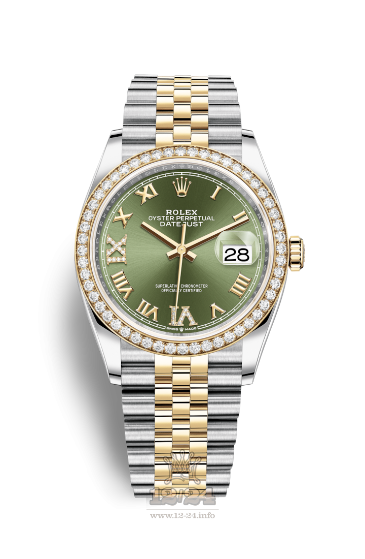 Rolex Datejust Watch 126283rbr-0011 36 mm Steel / Yellow gold Case Green Dial
