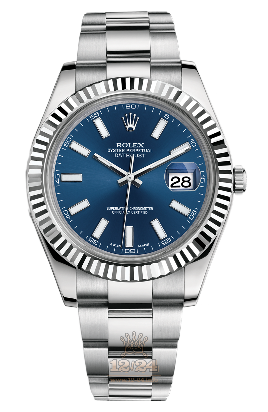 Rolex Datejust Watch 116334-0005 41 mm Steel / White gold Case Dark blue Dial