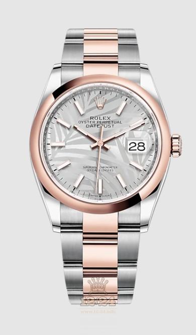 Rolex Datejust Watch 126201-0032 36 mm Stainless steel Pink gold Case Gray Silver Dial