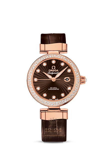 Omega Ladymatic Watch 425.68.34.20.63.002 34 mm Pink gold Ceramics Case Brown (chocolate) Dial