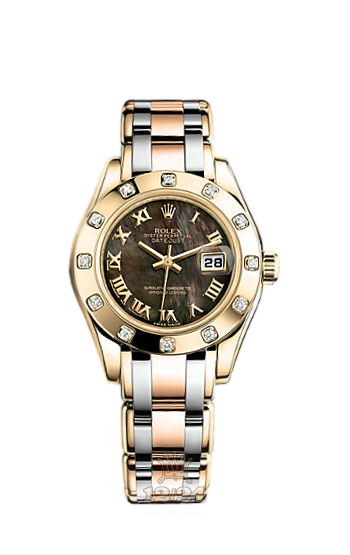 Rolex Pearlmaster Watch 80318-0034 29 mm Yellow gold Case Black Dial