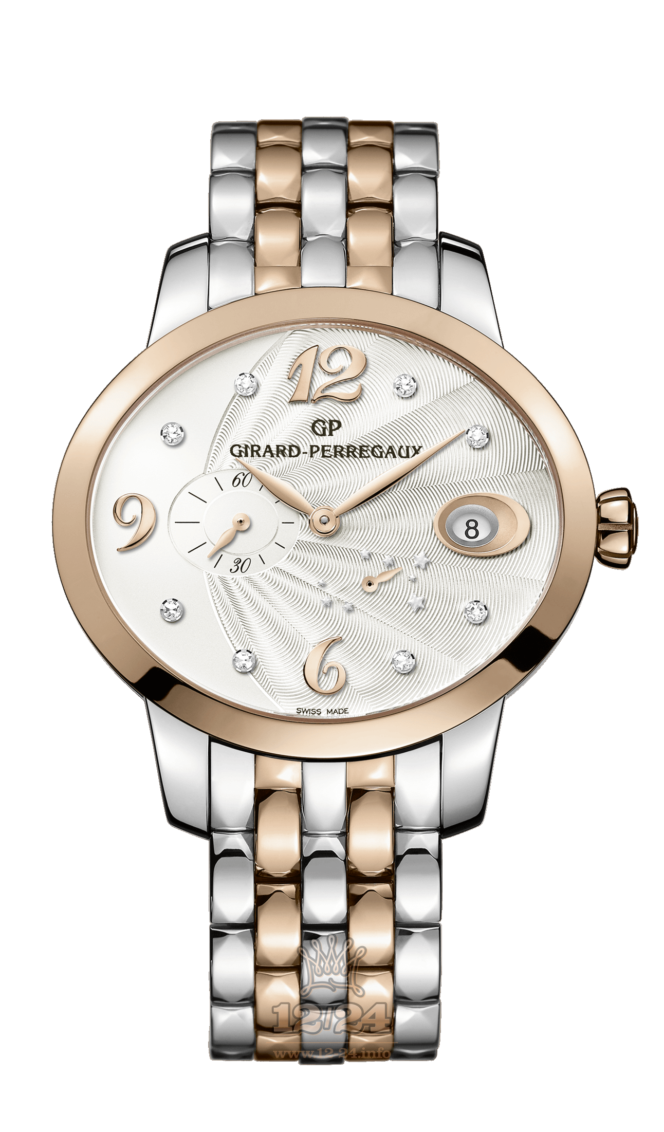 Girard Perregaux Cats Eye Watch 80486-56-162-56A 38 mm Steel / Pink gold Case Silver Dial