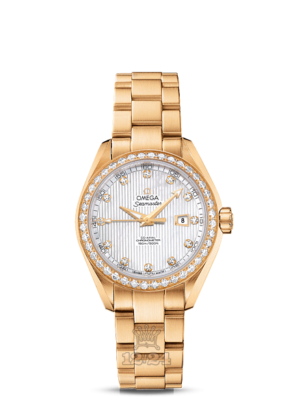 Omega Aqua Terra 150 M Watch 231.55.34.20.55.001 34 mm Yellow gold Case White Dial