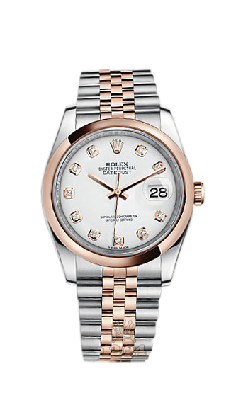 Rolex Datejust Watch 116201-0067 36 mm Steel / Pink gold Case White Dial
