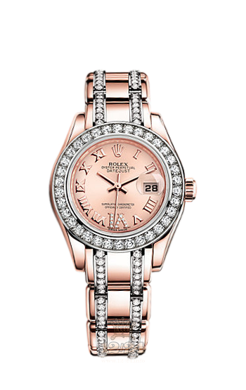 Rolex Pearlmaster Watch 80285-0005 29 mm Pink gold Case Pink Dial
